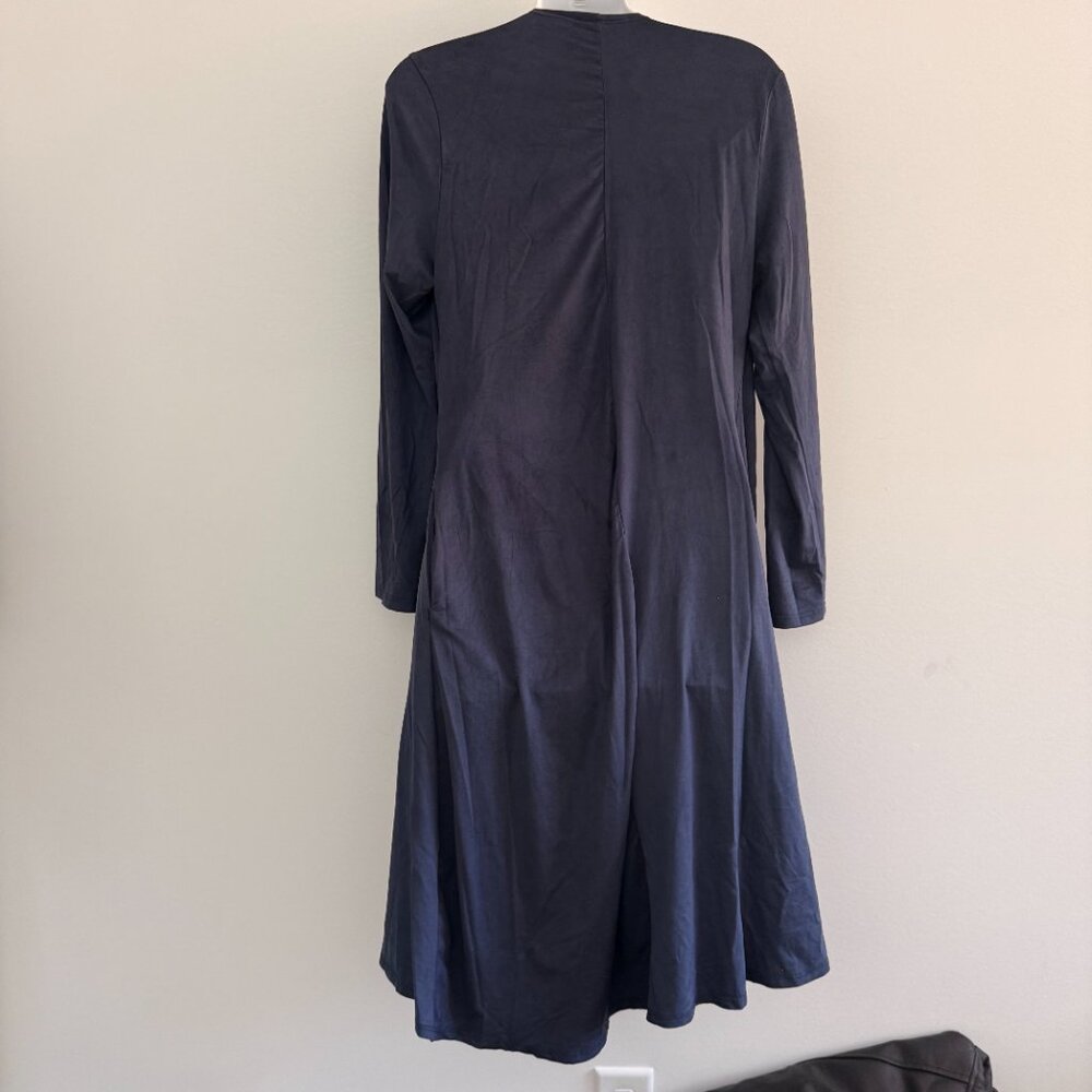 Honey & Lace Slate Blue Open Front Duster Cardigan | Flowy Draped Fit | Size XS - Picture 4 of 9